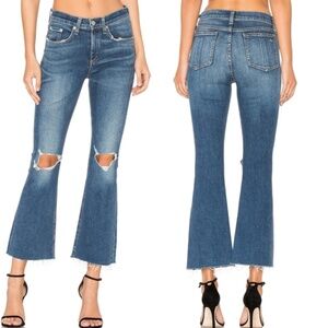 Rag & Bone 10" High Rise Crop Flare Distressed Jeans Sz 24